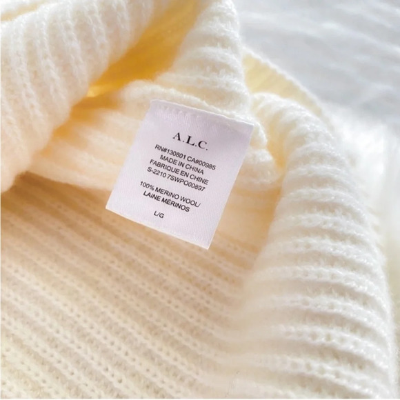 A.L.C Helena Merino Wool Sweater Mock High Neck Cream Women’s Large NEW - Picture 10 of 14